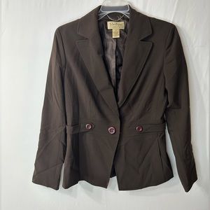 Boutique Essentials Women’s Brown Suit Jacket Long Sleeve Size 4